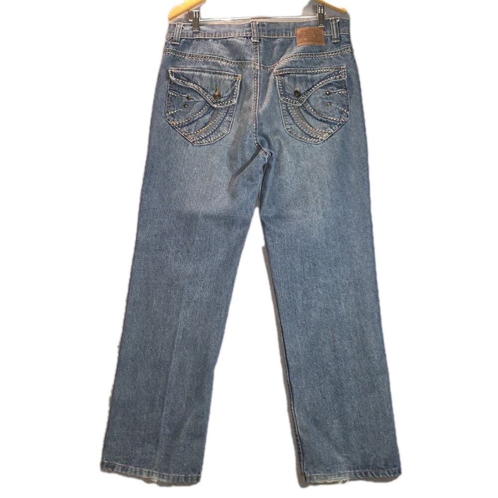 Y2K Phat Farm Jeans Mens 34x30 Blue Wide Leg Denim Hip Hop Streetwear! Embroider - Picture 3 of 13
